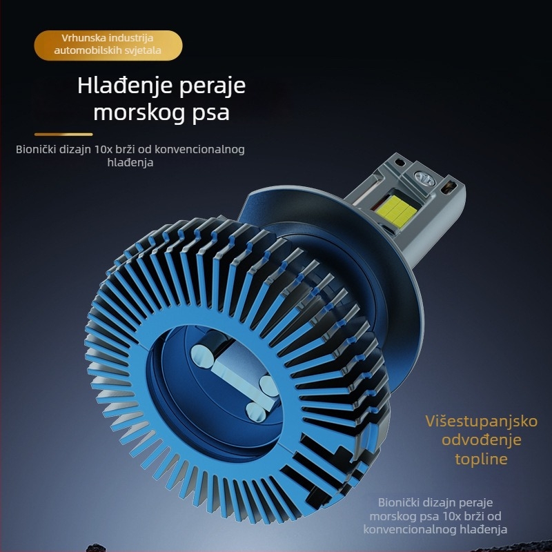 320W LED far automobila, kompatibilan s H7/H4, tri bakrena cijev, avion aluminij, visok i nizak snop, 9-36V