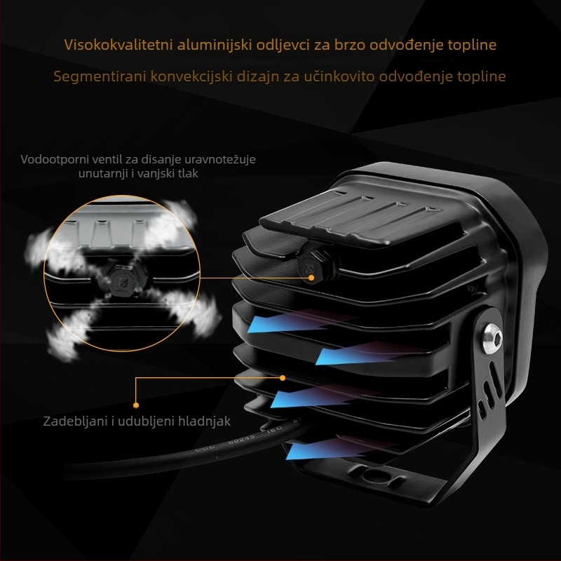 LED svjetlo 50W za terenska vozila, montirano na A-stup, prednje svjetlo za motocikle i električna vozila, aluminijska legura, model GZ12