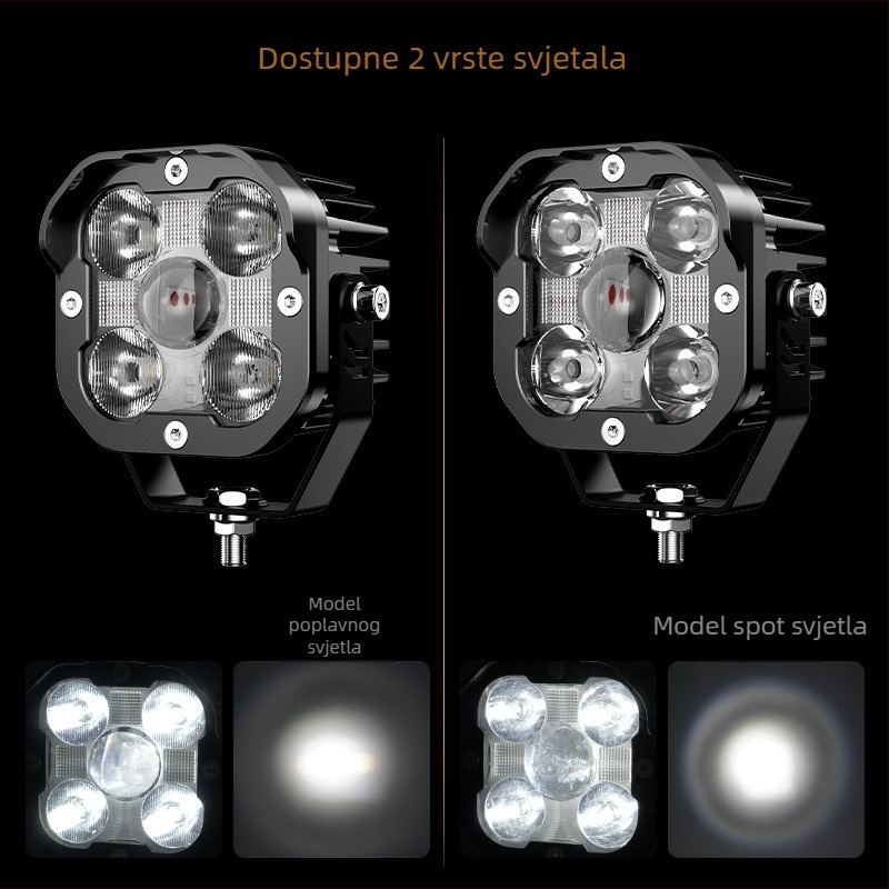 LED svjetlo 50W za terenska vozila, montirano na A-stup, prednje svjetlo za motocikle i električna vozila, aluminijska legura, model GZ12