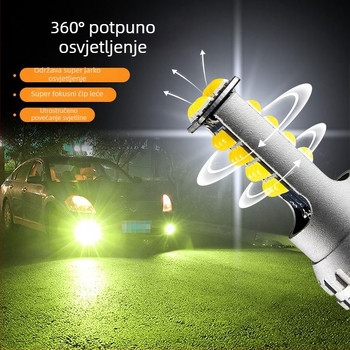 Dvobojna LED prednja svjetla za maglu za automobil, kompatibilni s H11, H8, 9006, H4, H7, 30W, 6500K, 9800 lm