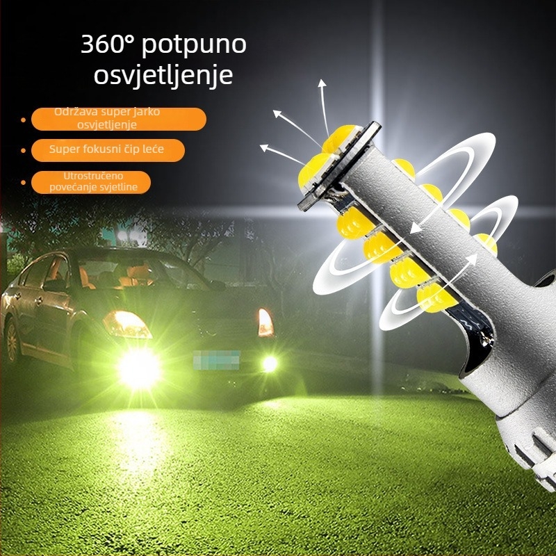 Dvobojna LED prednja svjetla za maglu za automobil, kompatibilni s H11, H8, 9006, H4, H7, 30W, 6500K, 9800 lm