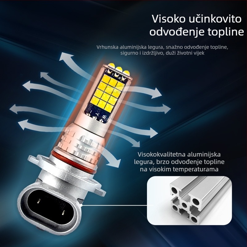 Dvobojna LED prednja svjetla za maglu za automobil, kompatibilni s H11, H8, 9006, H4, H7, 30W, 6500K, 9800 lm