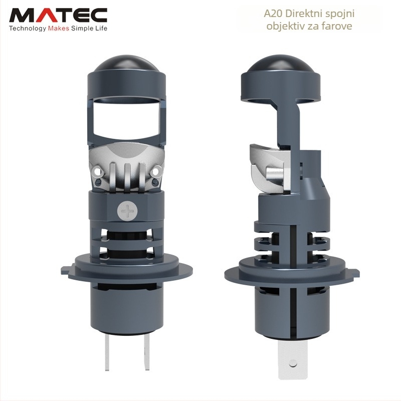H7 LED automobilska glavna svjetla s malom lećom, zamjena originalne halogenske svjetlosti, aluminijsko kućište, 12V, 25W, 4000 lm, IP67