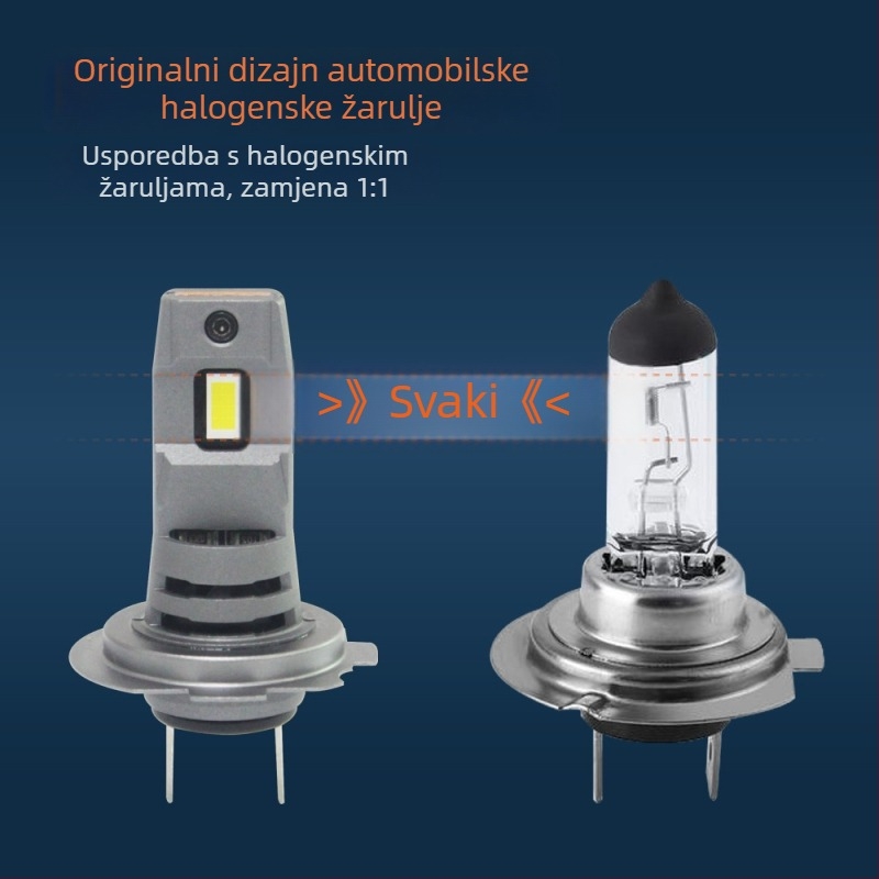 H4 LED prednje svjetlo za auto s ventilatorom i dekodiranjem, inline integracija, izravna zamjena halogena, aluminijsko kućište, 55W, 9–36V, 11000lm, IP67, 30.000 sati