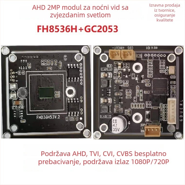 Modul kamere za vozilo s infracrvenim noćnim vidom – AHD 1080P, GC2053 senzor, 2.8-12 mm objektiv, IR domet 1–100 m