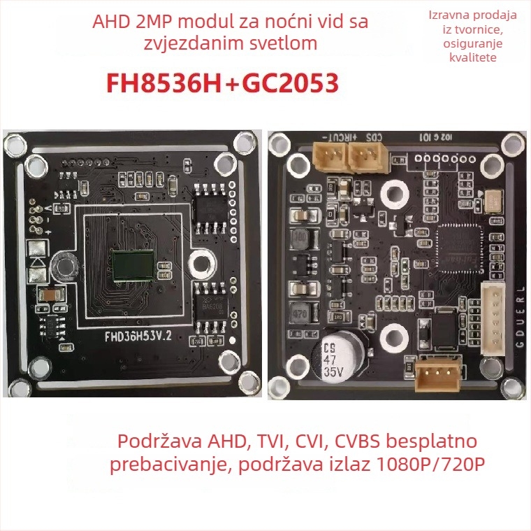 Modul kamere za vozilo s infracrvenim noćnim vidom – AHD 1080P, GC2053 senzor, 2.8-12 mm objektiv, IR domet 1–100 m