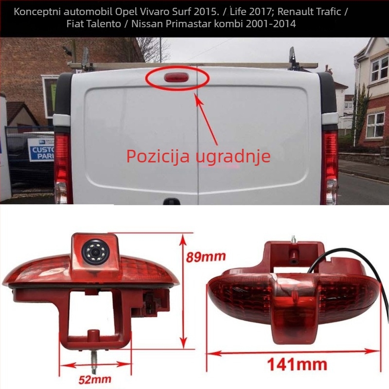 Kamera za stražnji pogled s lampom za kočnicu, HD noćni pogled, 12V, rezolucija 628x586, NTSC, model 7885, kompatibilno Renault Opel
