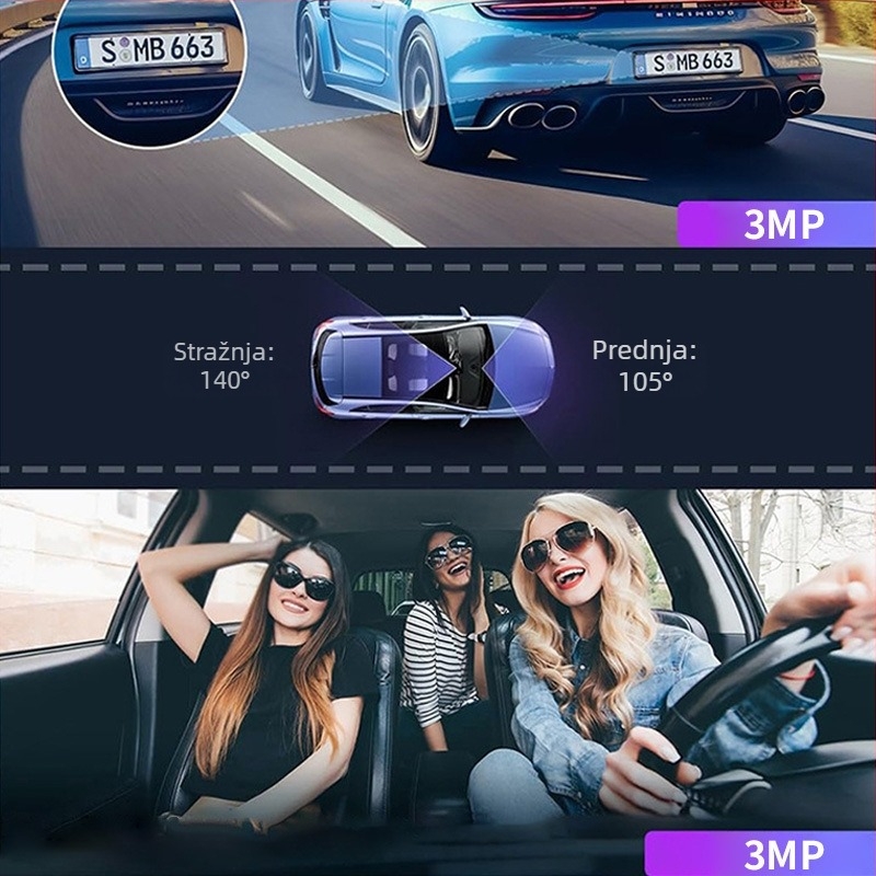 Automobilska kamera s dvostrukim lećama, daljinsko 4G pregled, GPS pozicioniranje i 24-satno snimanje