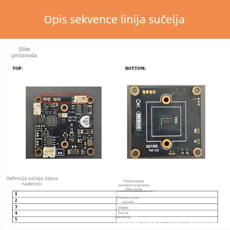 Auto kamera modul za stražnji pogled s HD slikom, noćni vid Starlight, AHD, 1280x720, 30fps, 360° podesivi, 12V, veličina modula 32x32 mm