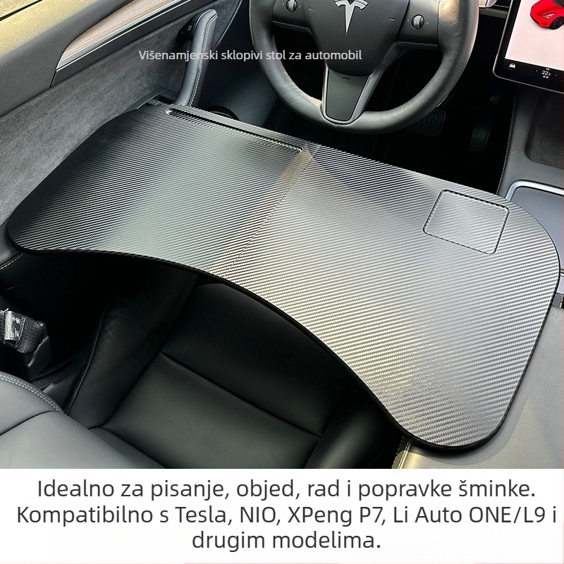 FRINS Skidiva auto stolić za Tesla Model 3/Y, karbonski uzorak, PVC, model FR-21006, prilagođavanje i ispis logotipa