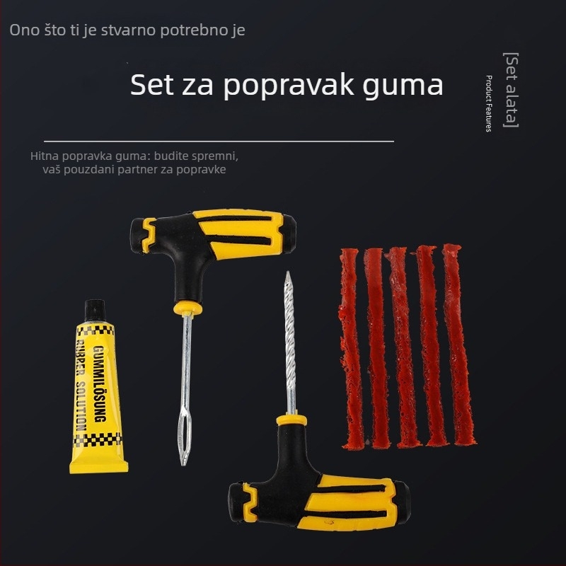Set alata za popravak automobilskih guma - prenosiv, vakuumska gumena traka za hitne slučajeve, brz popravak - Marka Town Head