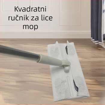 Ploški mop za lice s maramicom za lice, šipka od nehrđajućeg čelika, jednovrtni pogon, izravno postavljanje maramice, obična šipka + plastična ploča