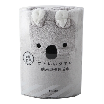 Set ručnika za hotelsko vjenčanje u poklon kutiji — ručnici od Coral Fleece, traka za kosu i kapica za sušenje, dizajn crtani životinje (Open Animals), 560 g, tkanina ravnog pređa (Plain weave), vlakno 20213, logo ispisan