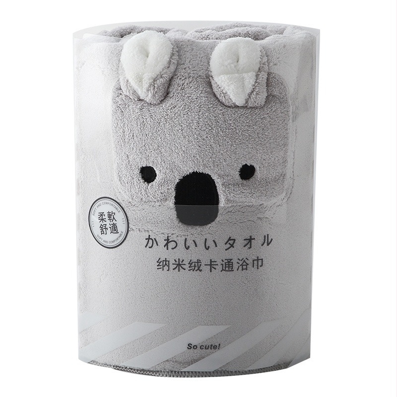 Set ručnika za hotelsko vjenčanje u poklon kutiji — ručnici od Coral Fleece, traka za kosu i kapica za sušenje, dizajn crtani životinje (Open Animals), 560 g, tkanina ravnog pređa (Plain weave), vlakno 20213, logo ispisan