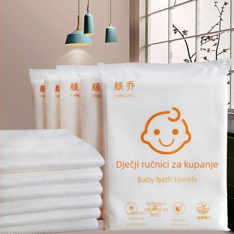 Jednokratni ručnik za kupanje bebe, s uzorkom bisera, 100% pamuk, 90 g, debeli, prenosni, nježan ručnik za kupanje.