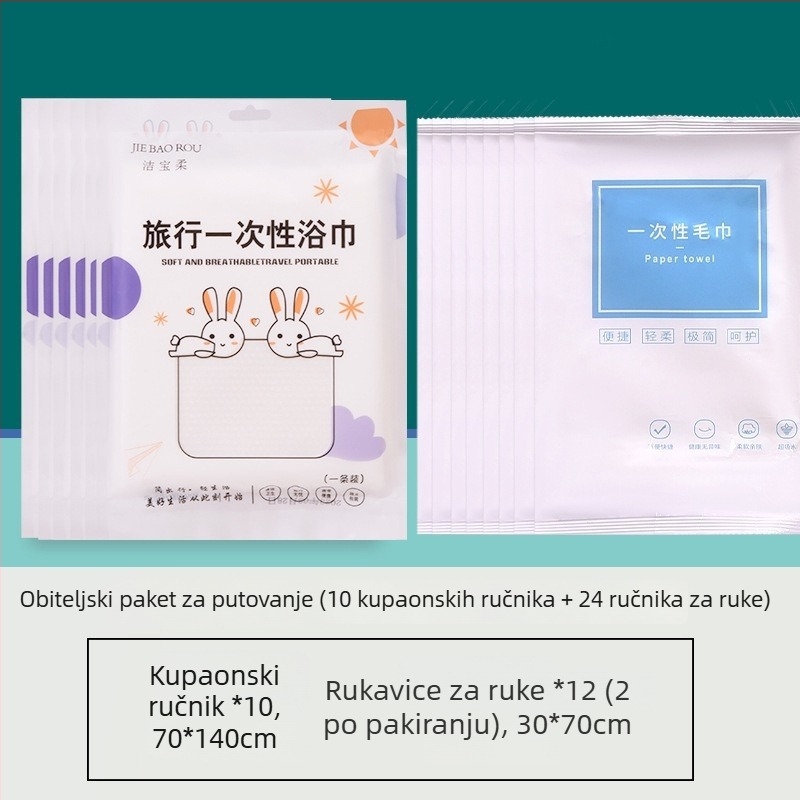 Jednokratni ručnik za kupaonicu od biljnih vlakana, individualno pakiran, Jacquard obrada, prijenosni putni ručnik za hotelsku upotrebu, upijanje 26-30 s
