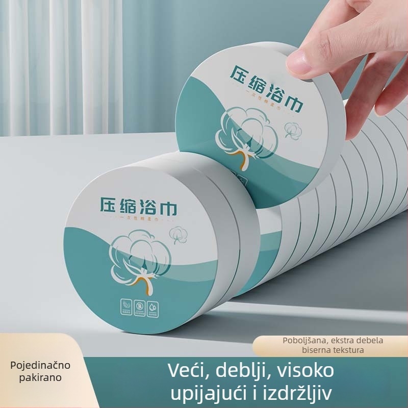 Kompresirani ručnik za kupanje, jednokratni ručnik, individualno pakiran, debeli ručnik za lice, hotelske i putne potrepštine