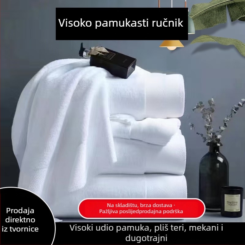 Hotelski ručnici – 100% pamuk, platinski saten, jednostavno tkanje, 150 g/m², višestruka pređa