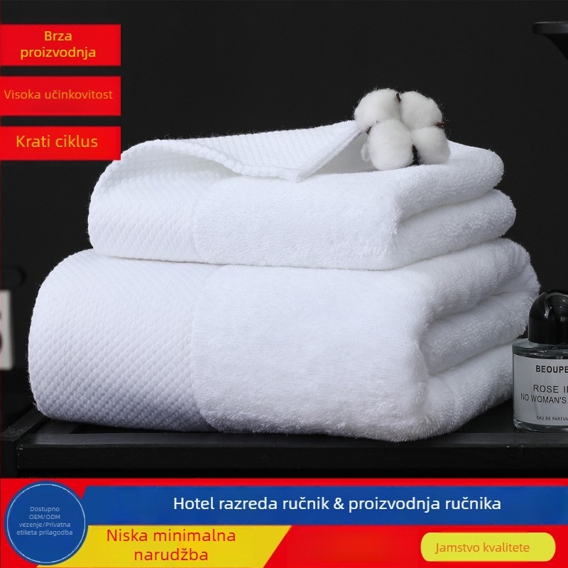 Hotelski ručnici od pamuka, češćena pređa, gramatura 120–800 g, logo ušiven, mogućnost prilagodbe
