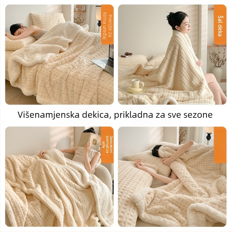 Plišana deka za odmor, ured i kauč, deka tip ručnik, 300–500 g, uzorak: jednobojna ili karikatura, za sve sezone