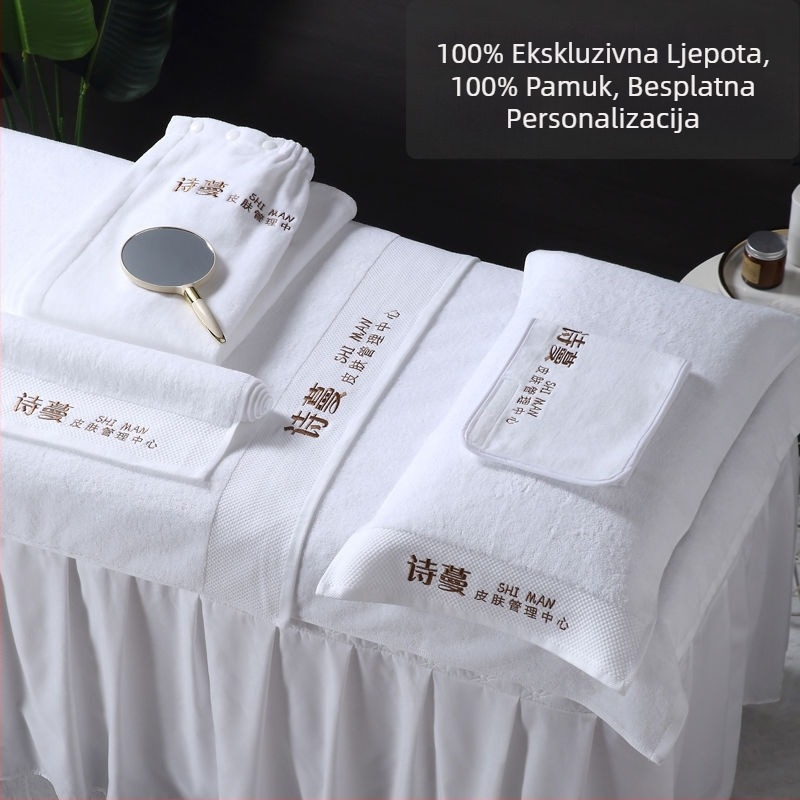 Set ručnika za kozmetički salon (3 komada), pamuk, vez, 32 vlakana, 140–170 g, prilagodba dostupna