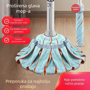 Mop za vodu bez dodira s automatskim iscijeđivanjem – dvostruki pogon, šipka od nehrđajućeg čelika, krpa od ručnika, četverostruko iscijeđivanje, nosivost 10 kg