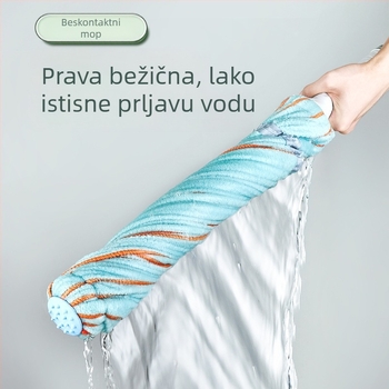 Mop za vodu bez dodira s automatskim iscijeđivanjem – dvostruki pogon, šipka od nehrđajućeg čelika, krpa od ručnika, četverostruko iscijeđivanje, nosivost 10 kg