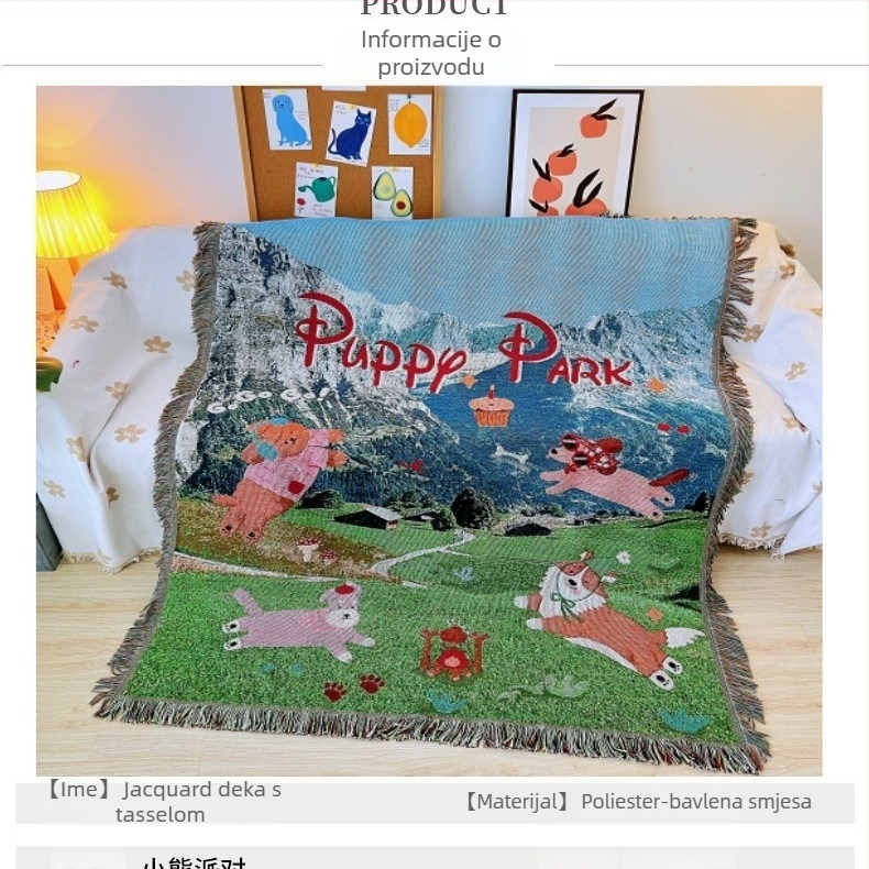 Pamučna pletena gobelenska deka za kauč s prilagođenim logom
