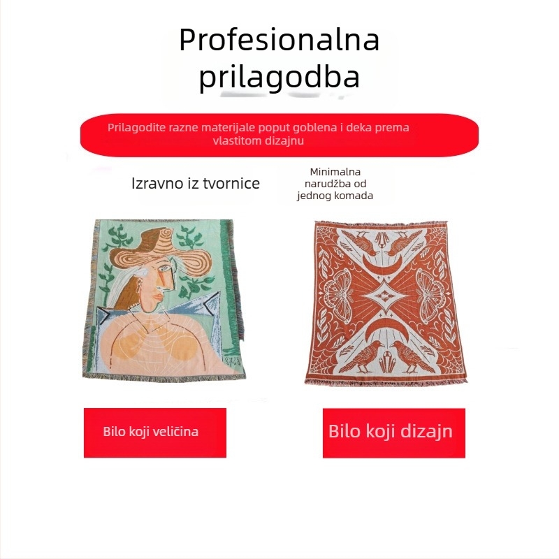 Pamučna pletena gobelenska deka za kauč s prilagođenim logom