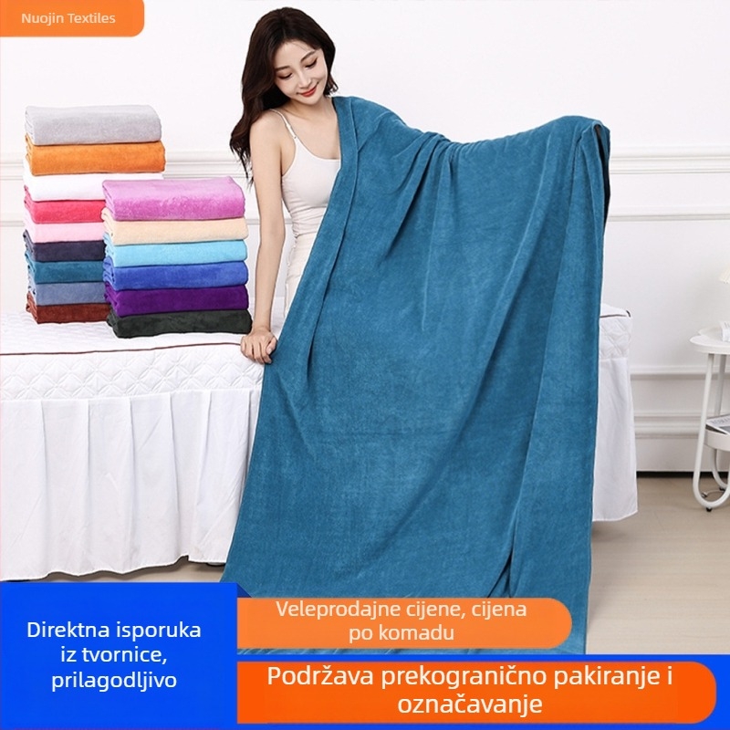Mikrovlakana kupaonska ručnik za salone ljepote s prilagođenim logom, 420 g, brzo upijanje, jednostruka pređa, tiskanje loga dostupno, prilagodba dostupna (Materijal: Mikrofiber; Upijanje: ~20 s; Pređa: Jednostruka; Tisak loga: Dostupan; Prilagodba: Da)