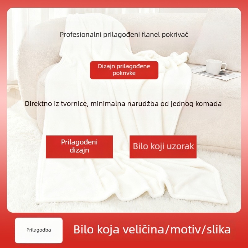 Flanel deka s prilagođenim dizajnom po fotografiji, motiv crtanih filmova, poliester, pogodna za sve sezone