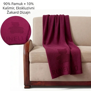 Lagano luksuzna pleteni deka s 10% kašmira, debela deka za kauč, Bonnie Bear žakardni šal-kaput 92576