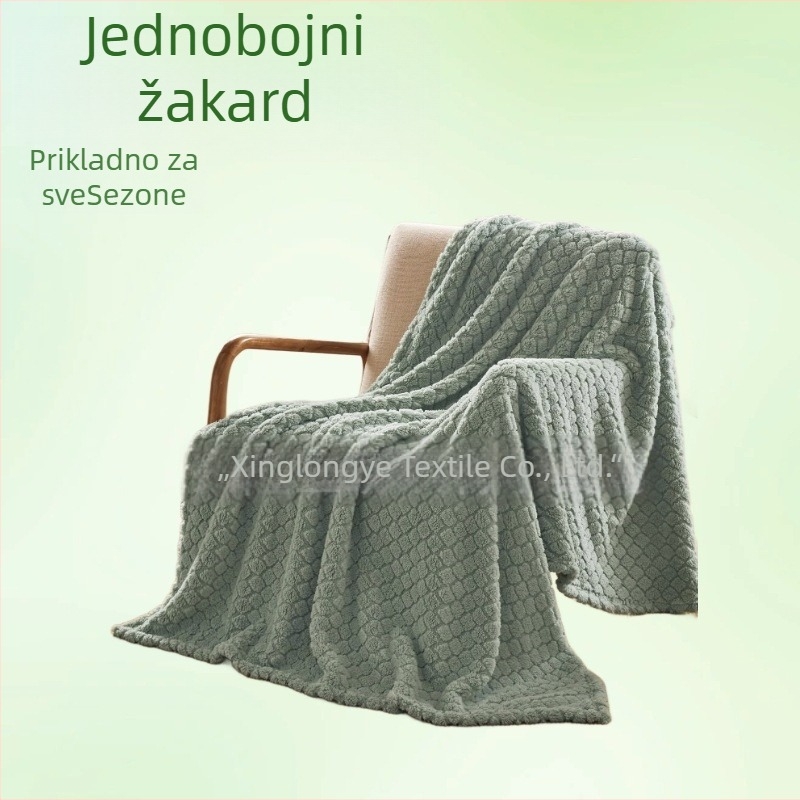 Jacquard vafl pletena deka od poliestera s lamb fleeceom (Materijal: poliester; Težina: ispod 300 g; Sezona: sve sezone; Stil: moderni minimalistički)