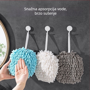 Chenille ručnik za ruke s kukom za vješanje — upija, brzo suši, ispod 30 g