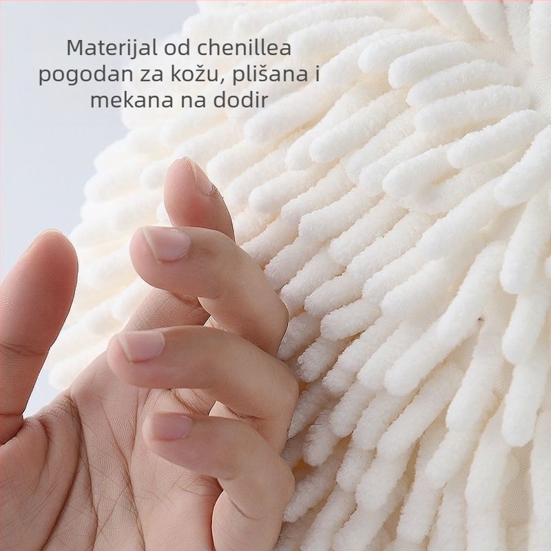 Chenille ručnik za ruke s kukom za vješanje — upija, brzo suši, ispod 30 g