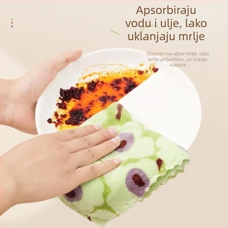 Krpa od mikrovlakana za pranje posuđa s motivom avokada, uzorak koralnog velura, višenamjenska krpa za posuđe i zdjelice