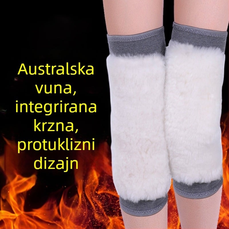 Vuneni zaštitnik koljena s integriranim krznom i Velcro zatvaračem te toplom podrškom za struk, za muškarce i žene, jesen-zima