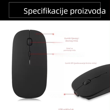 Bežični Bluetooth miš za MacBook, 1600 DPI, 3 tipke, punjiva