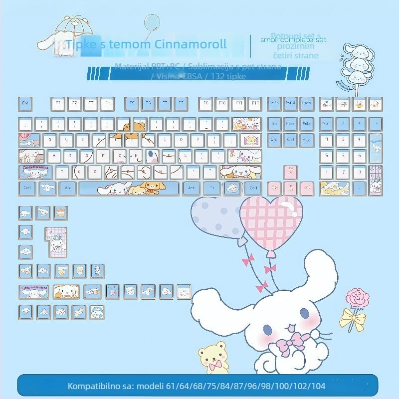 SA profil set ključnih kapica Cinnamon Dog tema - četiri strane prozirne PBT - sublimacija - 119 komada