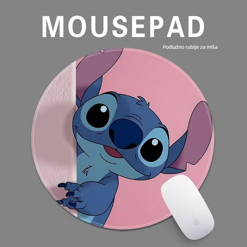 Okružna podloga za miš s dizajnom Stitch i jastukom za zglob | platno, jednostrana, radna ploča, prilagodljiva