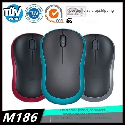 Bežični miš M185/M186, ergonomski dizajn za gaming, ured i dom, kompatibilan s desktopom i prijenosnikom