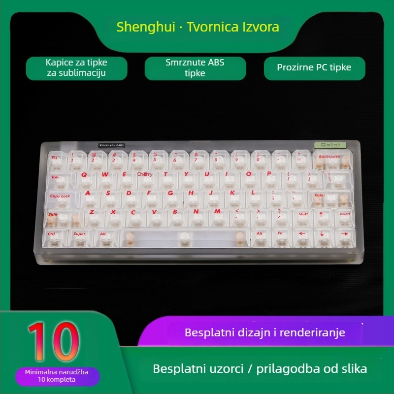 Set keycapova, model Fog, Silk Screen tisak, za većinu mehaničkih tipkovnica, pakirano u kutiju.