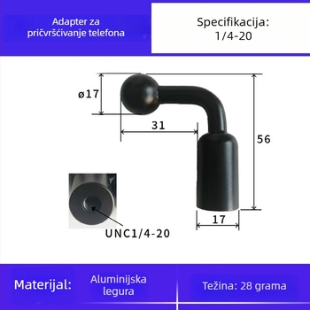 Stolni držač s 1/4-inčnim zakrivljenim adapterom za mobitel, tablet i slušalice