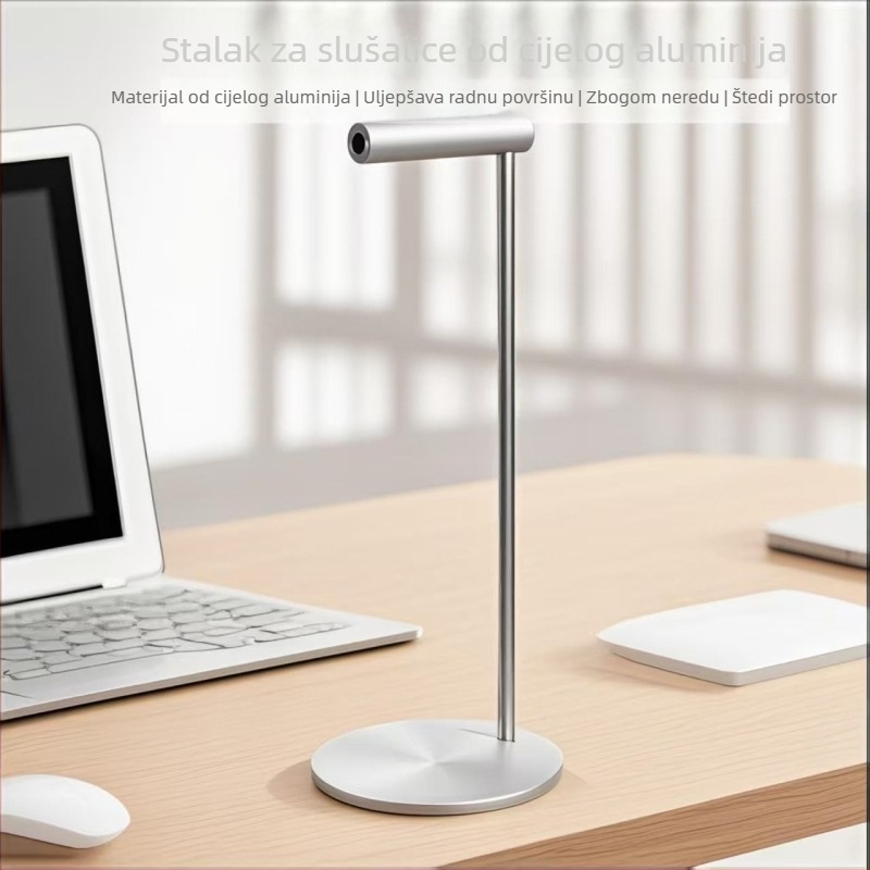 Aluminijski stalak za slušalice za stolnu upotrebu; bez bušenja; težina 190 g; model: metalni stalak za slušalice.