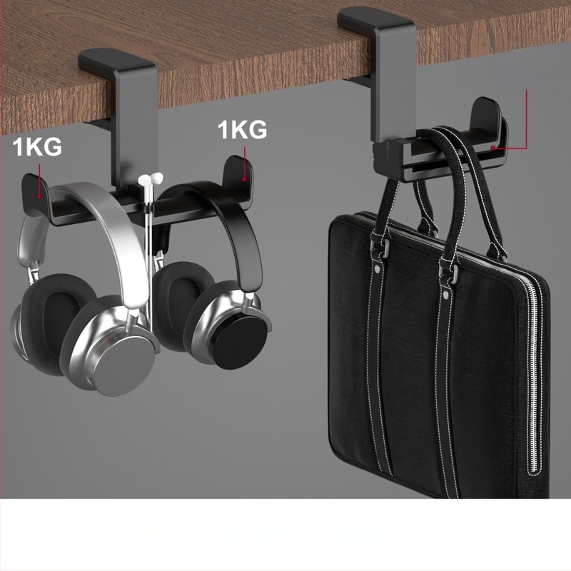 Držač za slušalice na radnom stolu, klip za rub stola, 360° rotirajući, aluminijska zlitina + silikon, Model A012