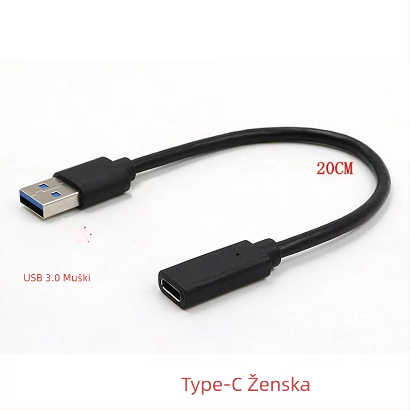 OTG Type-C ženski na USB 3.2 muški adapter kabel, 10Gbps, duljina 0,2 m, bakarno jezgro, LT003 čip