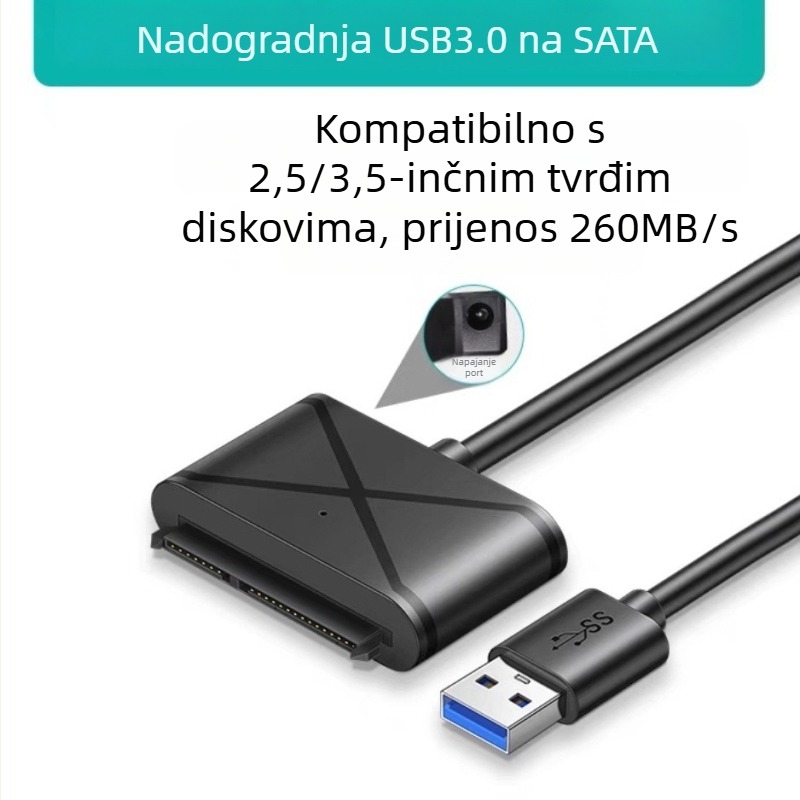 USB-SATA patch kabel s JM578 čipom, 480 Mbps, duljina 0.5 m, bakreno jezgro