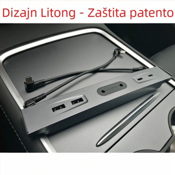 Litong H01B USB 2.0 hub za Tesla Model 3/Y, 4-portni razdjelnik s vanjskim napajanjem