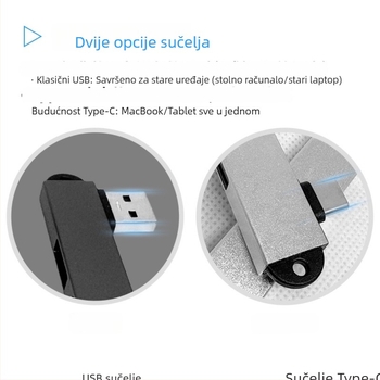 Laptop USB-C docking hub, aluminijska legura, 4-portni USB 3.0