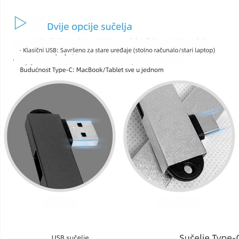Laptop USB-C docking hub, aluminijska legura, 4-portni USB 3.0